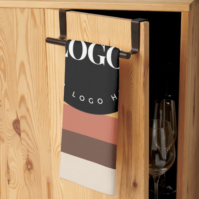 Retro Stripes Business Company Logo Welcome 60s 70 Tea Towel (Thirds Fold)