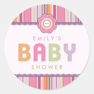 Retro Stripes Buttons Baby Shower stickers