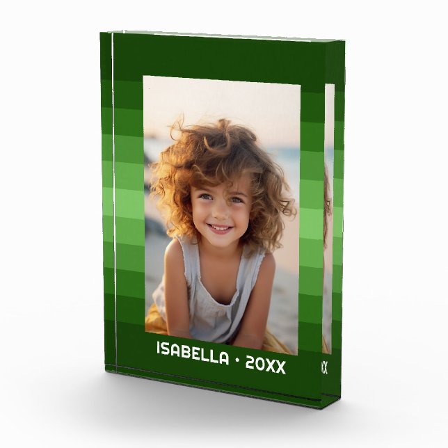 Retro Stripes - Christmas Green - Simple Photo Block (Right)