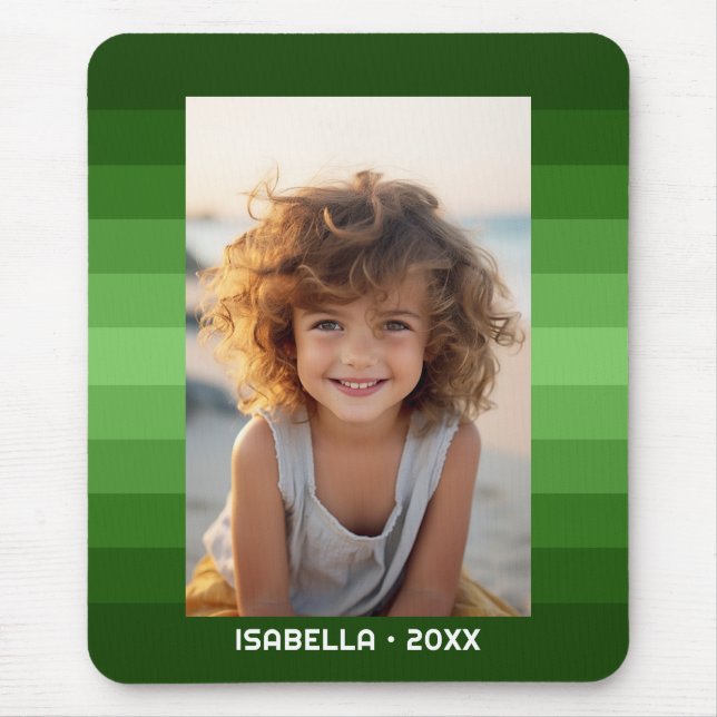 Retro Stripes - Christmas Green - Simple Photo Mouse Mat (Front)