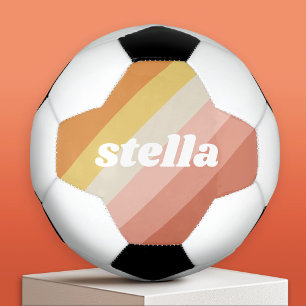 Retro Stripes - chunky name - coral pink warm hues Football