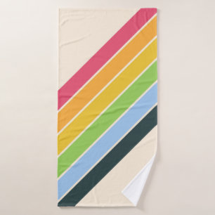 Retro Stripes Colorful Striped 70s 80s Design Bath Towel