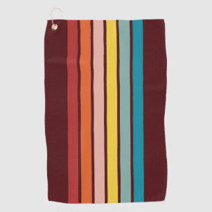 Retro Stripes Colorful Striped 70s 80s Design Golf Towel