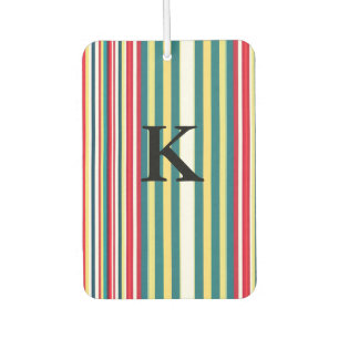 Retro stripes colourful add monogram initial lette car air freshener