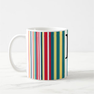 Retro stripes colourful add monogram initial lette coffee mug