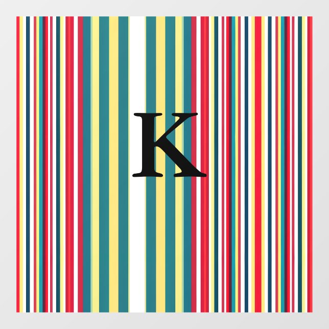 Retro stripes colourful add monogram initial lette window cling (Sheet)