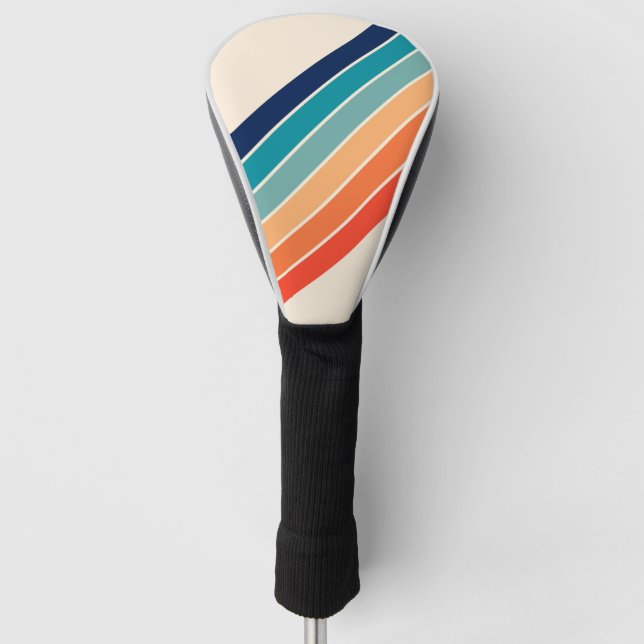 Retro Stripes Colourful Striped 70s 80s Design Golf Head Cover (Front)