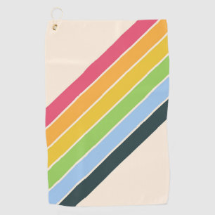 Retro Stripes Colourful Striped 70s 80s Design Golf Towel