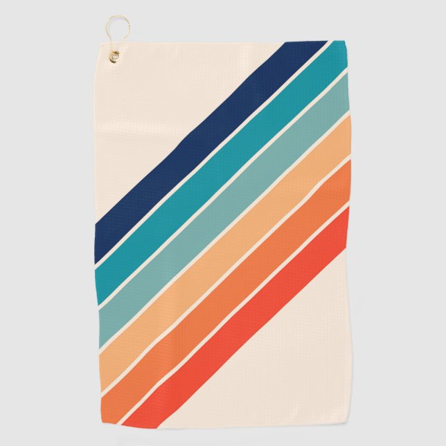 Retro Stripes Colourful Striped 70s 80s Design Golf Towel (Front)