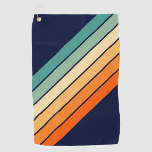 Retro Stripes Colourful Striped 70s 80s Design Golf Towel