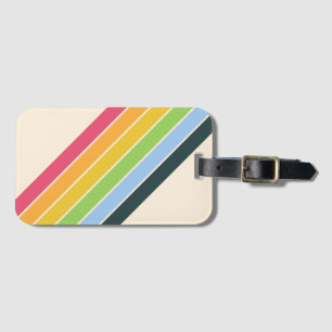 Retro Stripes Colourful Striped 70s 80s Design Luggage Tag