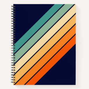 Retro Stripes Colourful Striped 70s 80s Design Notebook