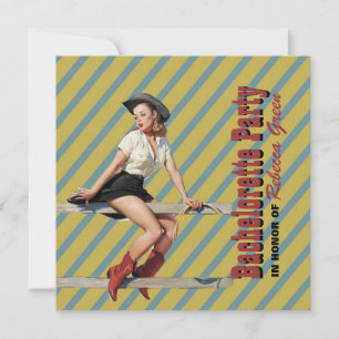 retro stripes cowgirl western bachelorette party invitation