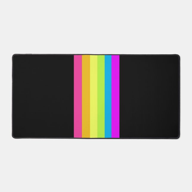 Retro Stripes Desk Mat (Black & Neon Multi) (Front)