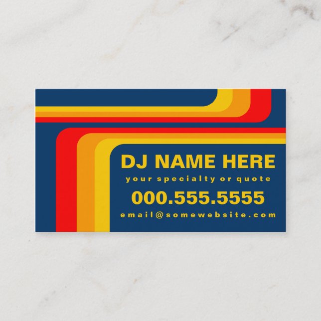 retro stripes dj business card (Front)