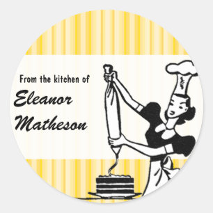 Retro Stripes "From the Kitchen" Classic Round Sticker