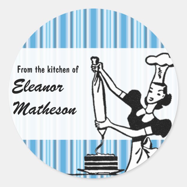 Retro Stripes "From the Kitchen" sticker (Front)