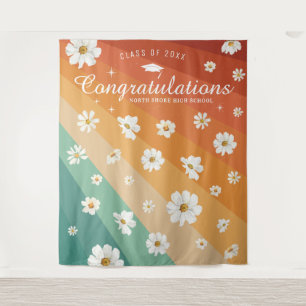 Retro Stripes   Graduation Photo Booth Backdrop Tapestry