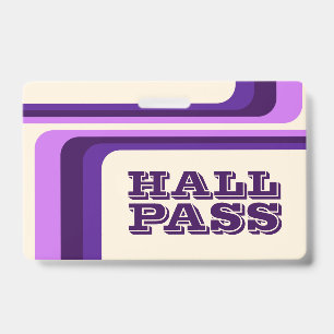 retro stripes hall pass for teachers lanyard badge ID badge