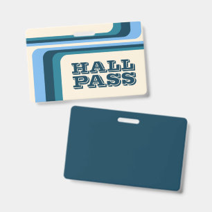 retro stripes hall pass for teachers lanyard badge ID badge