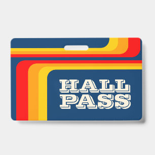 retro stripes hall pass for teachers lanyard badge ID badge