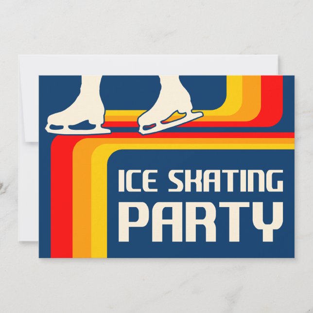 retro stripes ice skating party invitation (Front)