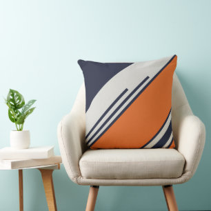 Retro Stripes in  Blue Orange Cushion