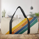 Retro Stripes Monogram Duffle Bag<br><div class="desc">Create your own retro stripes monogram duffle bag. Features abstract vintage stripes design and custom name in a classic style typography.</div>