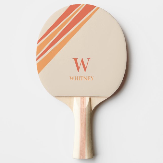 Retro Stripes Monogram  Ping Pong Paddle (Front)