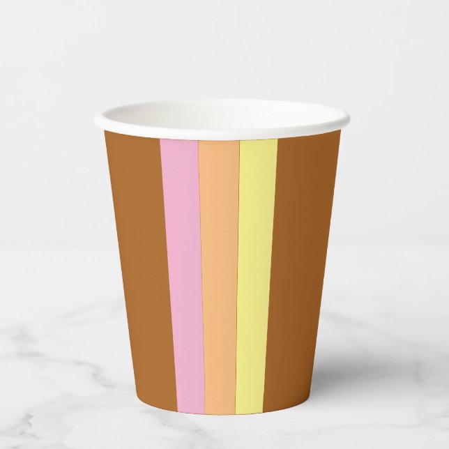 Retro Stripes Paper Cups (Orange Multi) (Front)