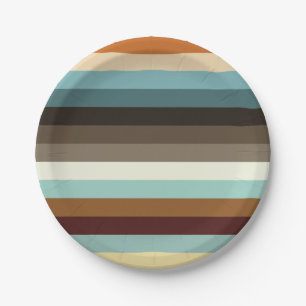 Retro Stripes Paper Plate