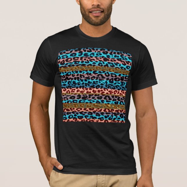 Retro stripes pattern leopard fur texture T-Shirt (Front)