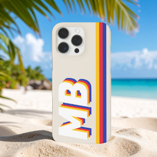 Retro Stripes Personalised Initial Monogram iPhone 16 Pro Max Case