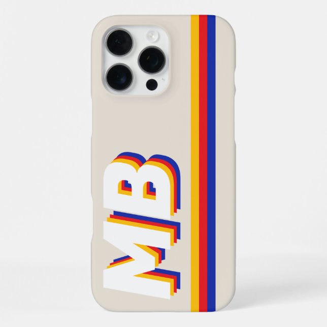 Retro Stripes Personalised Initial Monogram iPhone Case (Back)