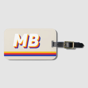 Retro Stripes Personalised Initial Monogram Luggage Tag