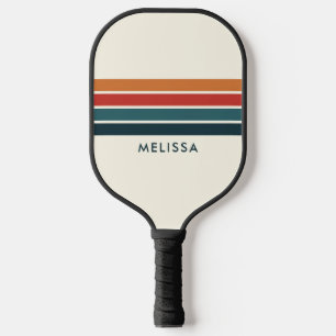 Retro Stripes Personalized Name  Pickleball Paddle