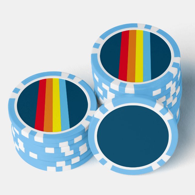 Retro Stripes Poker Chips (Navy Blue Multi) (Stack)