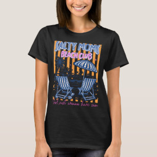 Retro Stripes Salty Moms Beach Club Summer Vibes T-Shirt
