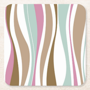 Retro Stripes Square Paper Coaster