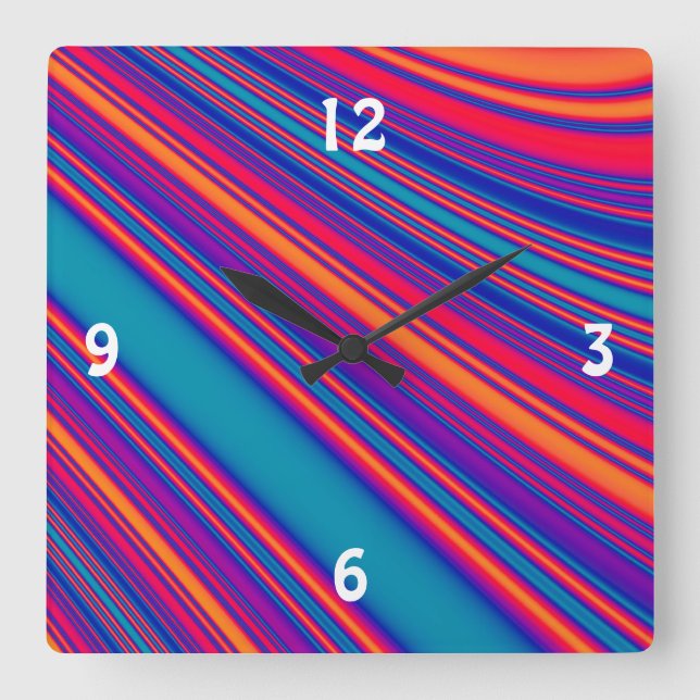 Retro Stripes Square Wall Clock (Front)