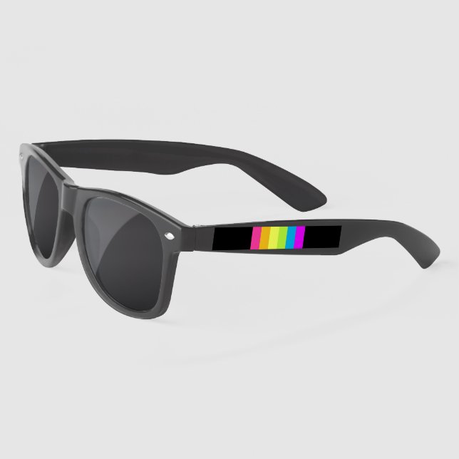 Retro Stripes Sunglasses (Black & Neon Multi) (Left)