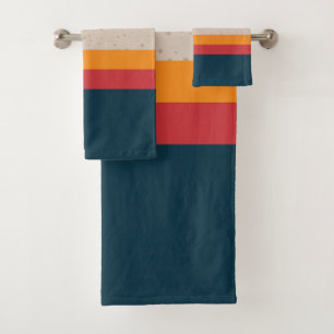 Retro stripes Sunset & Slate Bath Towel Set
