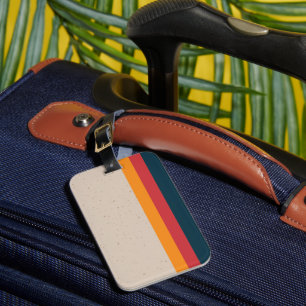 Retro stripes Sunset & Slate Luggage Tag