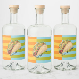 Retro Stripes Taco 'bout a Party Liquor Bottle Label