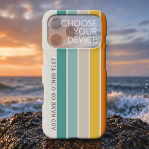 Retro stripes teal orange gold with side text name