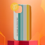 Retro stripes teal orange gold with side text name Case-Mate iPhone 14 case<br><div class="desc">A retro rainbow with 70s inspired colours and a minimal pattern. The teal,  orange and gold colours can be changed. The large stripes running vertical makes it a bold but minimal look for your cover.</div>