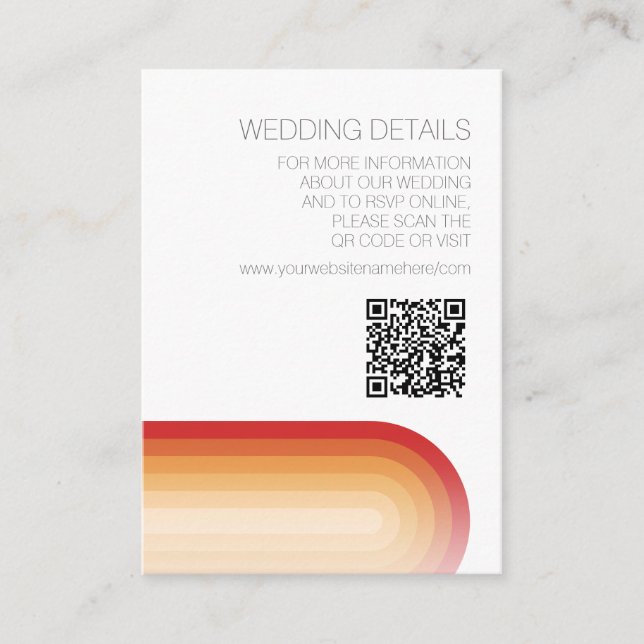 Retro Stripes - Terra Cotta Sunset Modern Wedding Enclosure Card (Front)