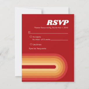 Retro Stripes - Terra Cotta Sunset Modern Wedding RSVP Card