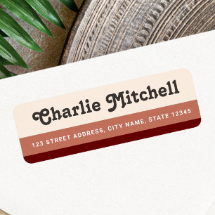 Retro stripes terracotta tan brown return address