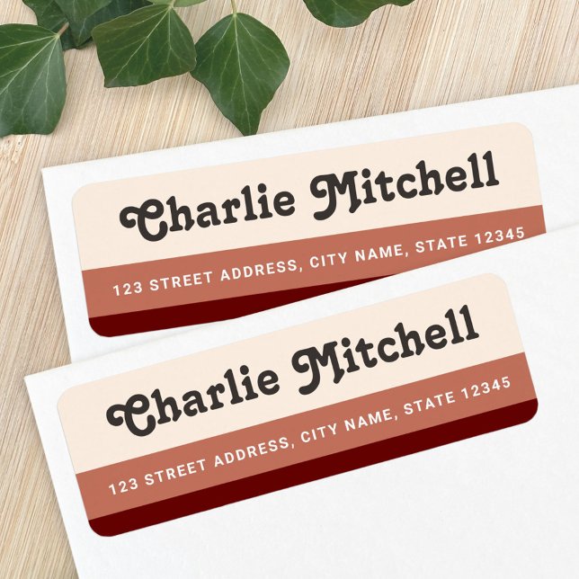 Retro stripes terracotta tan brown return address (Creator Uploaded)